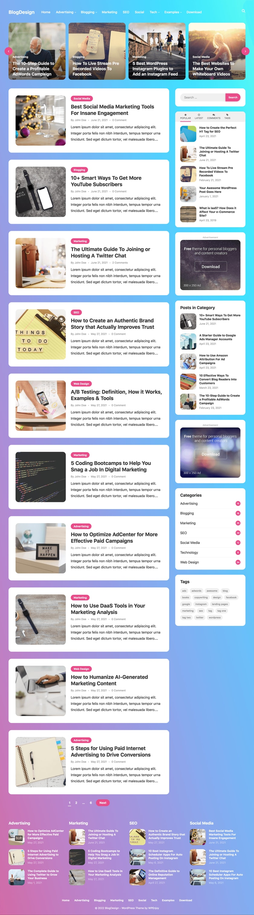 WordPress免费博客/资讯/自媒体主题 BlogDesign